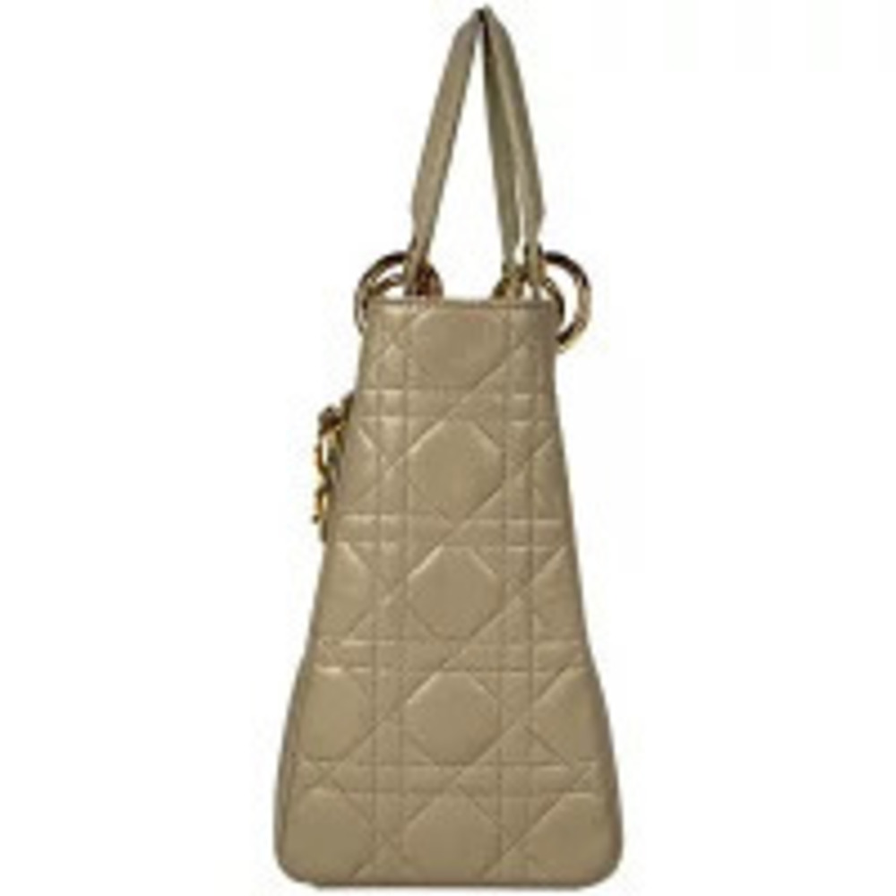 Dior Leather Shoulder Beige Bag Handbag Cannage Lady Christian Tan